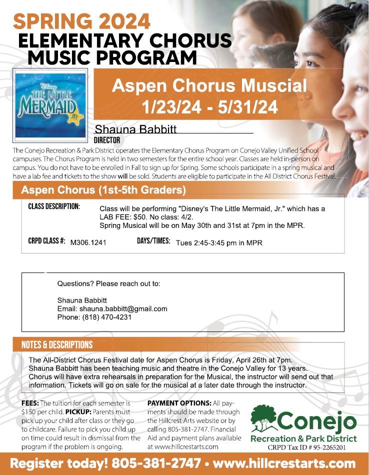  CRPD Spring Chorus Musical Flyer